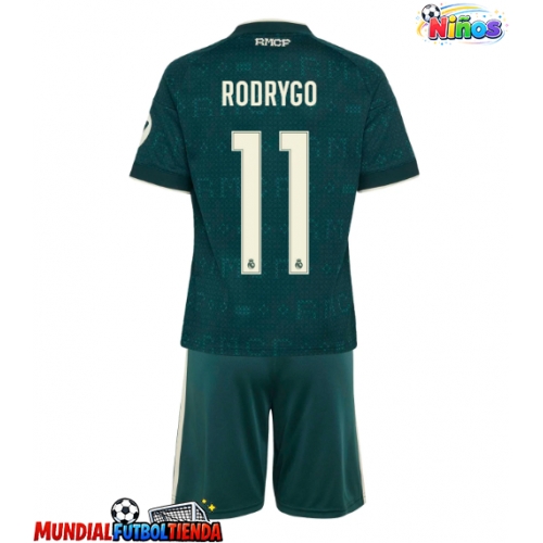 Camiseta Real Madrid Rodrygo Goes #11 Segunda Equipación Replica 2026-27 para niños mangas cortas (+ Pantalones cortos)